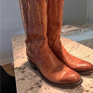 Lucchese Tan Leather Cowboy Boots